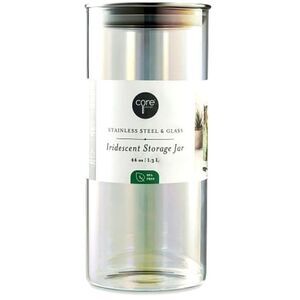 Core Kitchen Stainless Steel & Glass Iridescent Storage Jar- 44oz